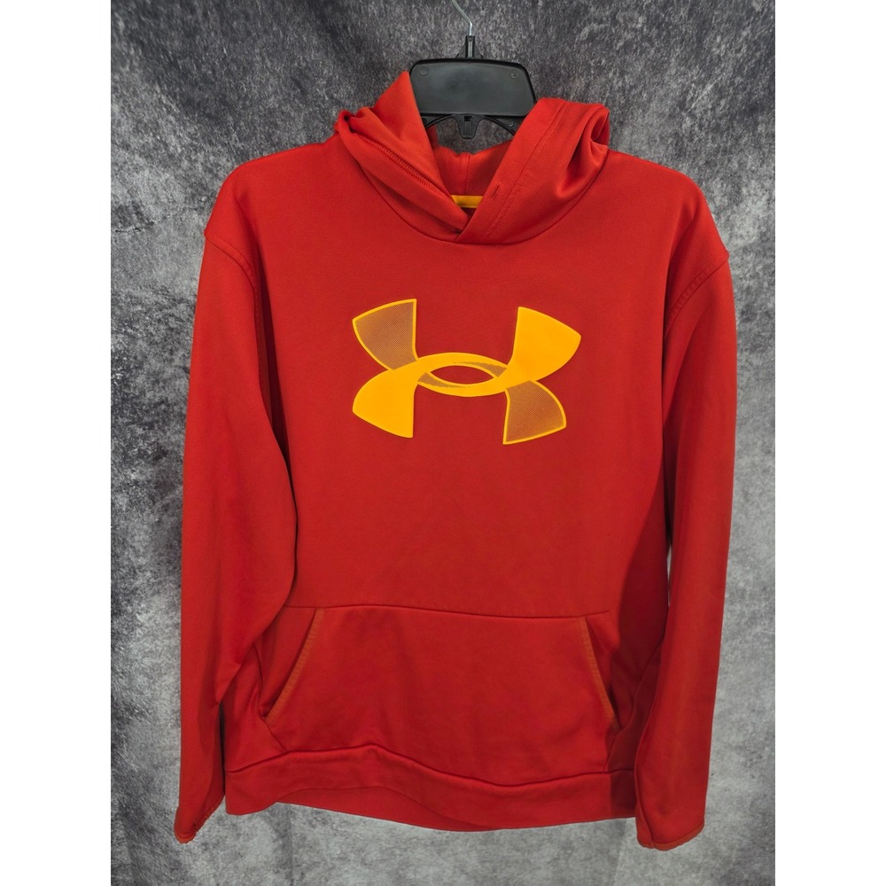 Under Armour Hoodie Mens XL Red ColdGear Loose Fit Kangaroo Pocket Athleisure